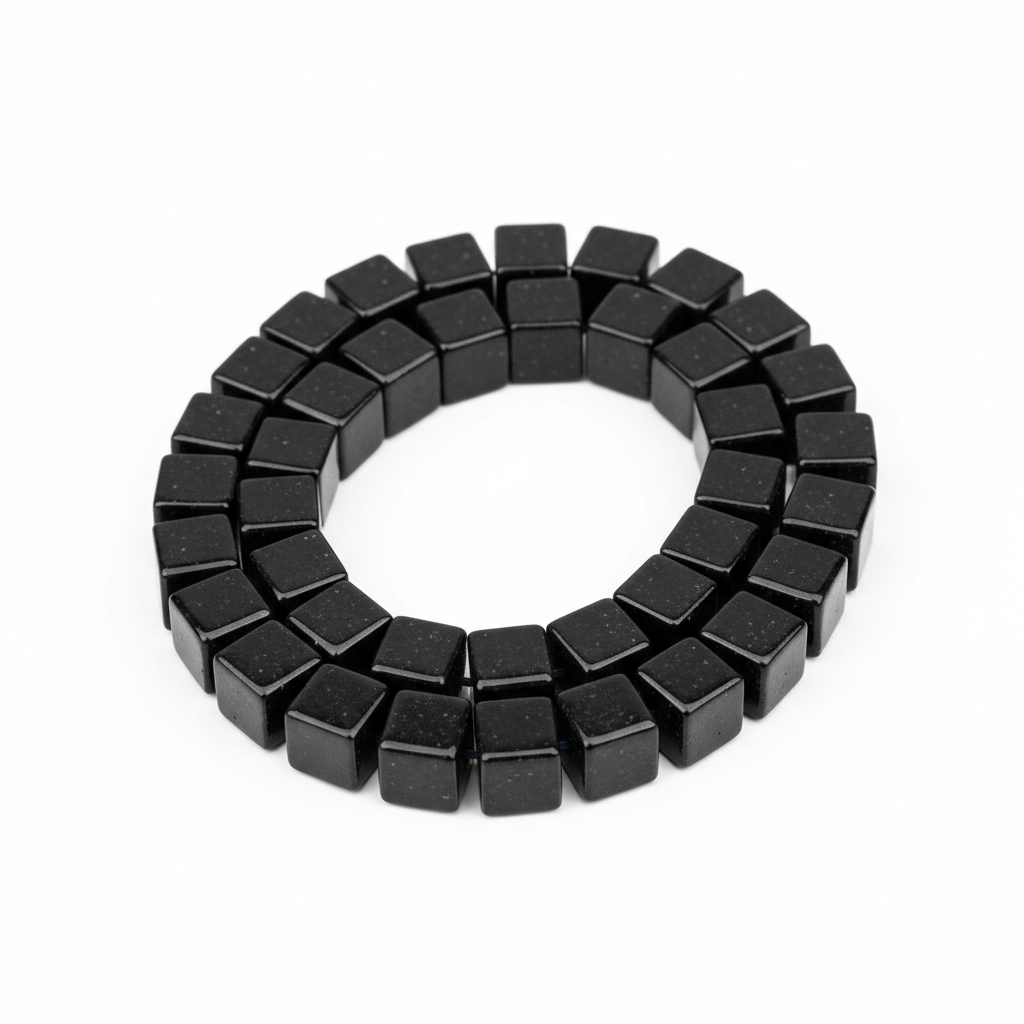Granite cube beads 6mm black absolute (strand 40cm)