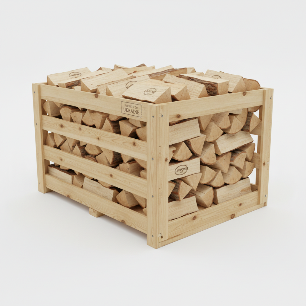 Hornbeam firewood split kiln-dried 1 m³ crate — premium heating wood