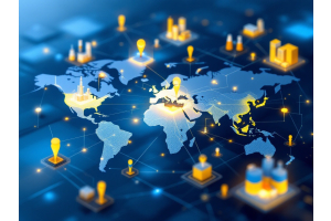 Faktorist B2B marketplace platform connecting Ukrainian manufacturers to global markets through digital interface with Ukraine-world trade routes visualization