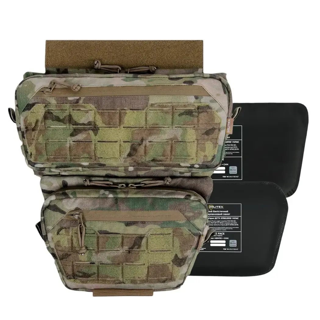 Belly protection with L Militex Cordura USA Multicam bag and Militex ballistic package (1st class protection)