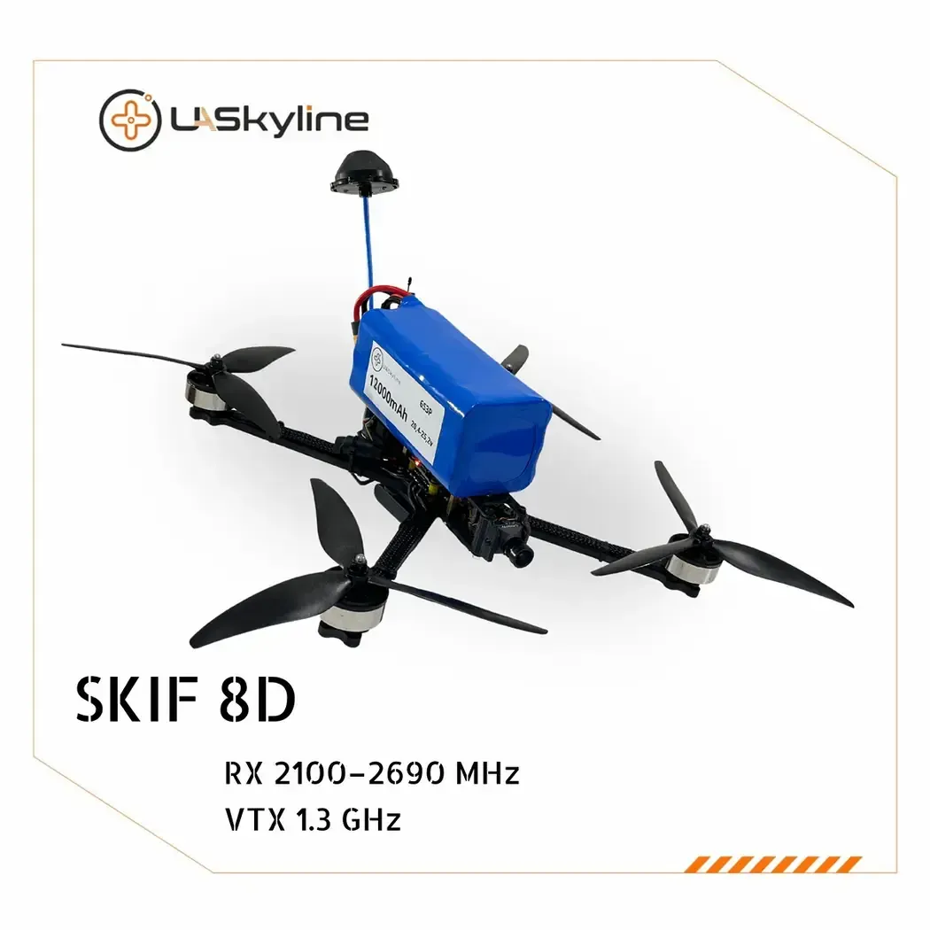 UAV SKIF-8D, (Control: 2100–2690 MHz, Video channels: 1.2–1.3 GHz, Battery 12000mAh)