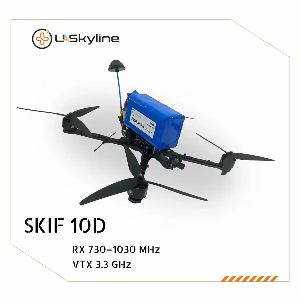 UAV SKIF-10D, (Control: 730–1030 MHz, Video channels: 3.3 GHz, Battery 20000mAh)
