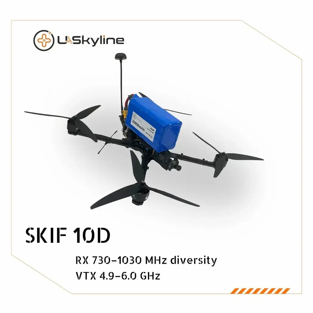UAV SKIF-10D, (Control: diversity 730–1030 MHz, Video channels: 4.9–6.0 GHz, Battery 20000mAh)