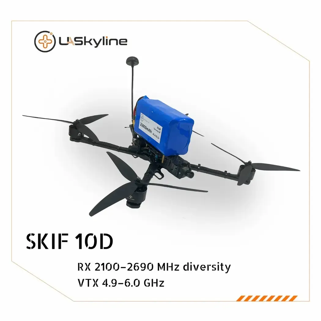 UAV SKIF-10D, (Control: diversity 2100–2690 MHz, Video channels: 4.9–6.0 GHz, Battery 20000mAh)