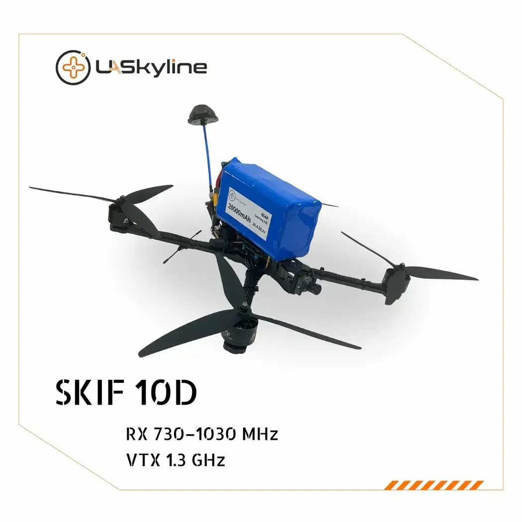 UAV SKIF-10D, (Control: 730–1030 MHz, Video channels: 1.2-1.3 GHz, Battery: 20000mAh)