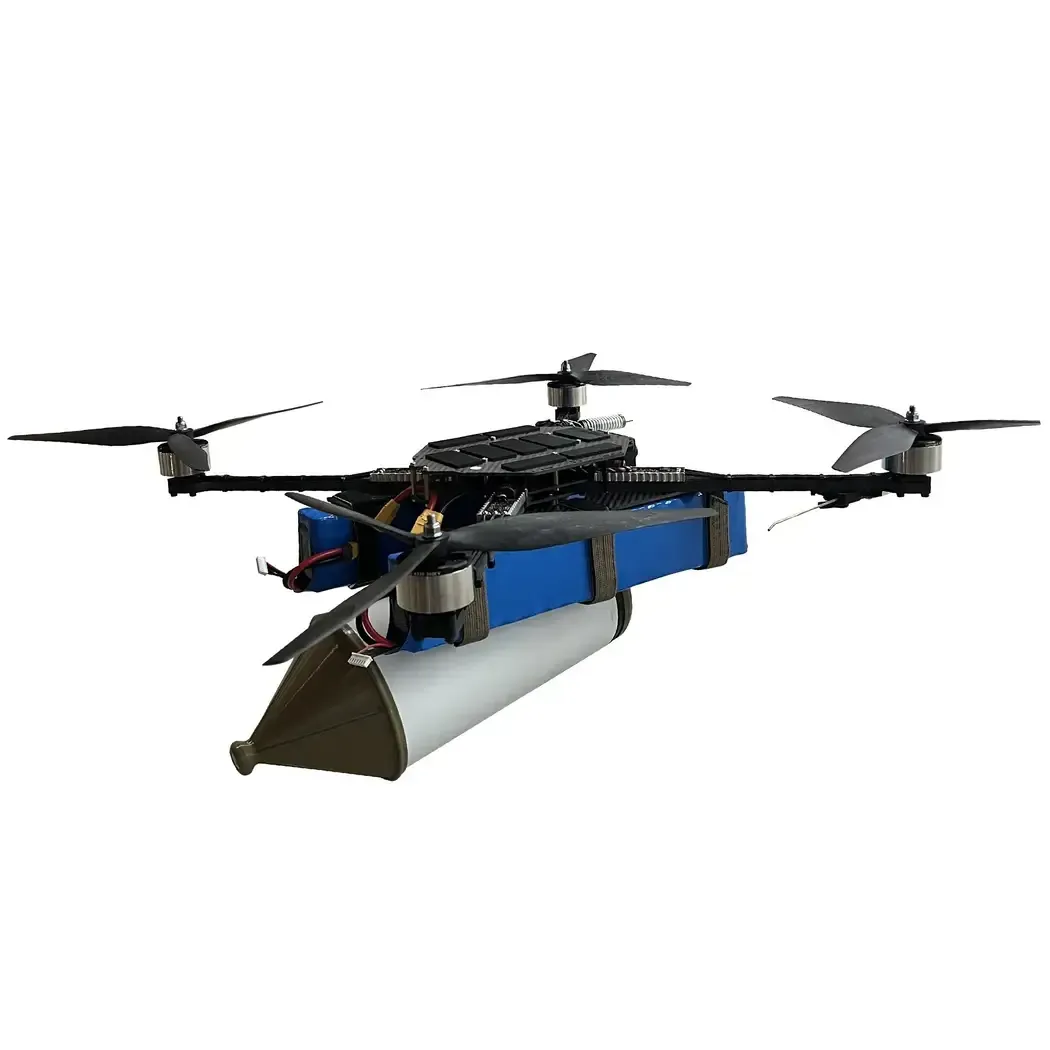 Vyriy Opto 15 UAV with thermal imaging camera and 15 km long fiber optic cable reel
