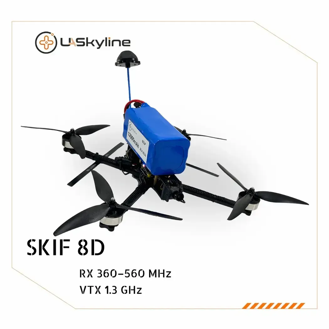 UAV SKIF-8D, (Control: 360–560 MHz, Video channels: 1.2–1.3 GHz, Battery: 12000mAh)