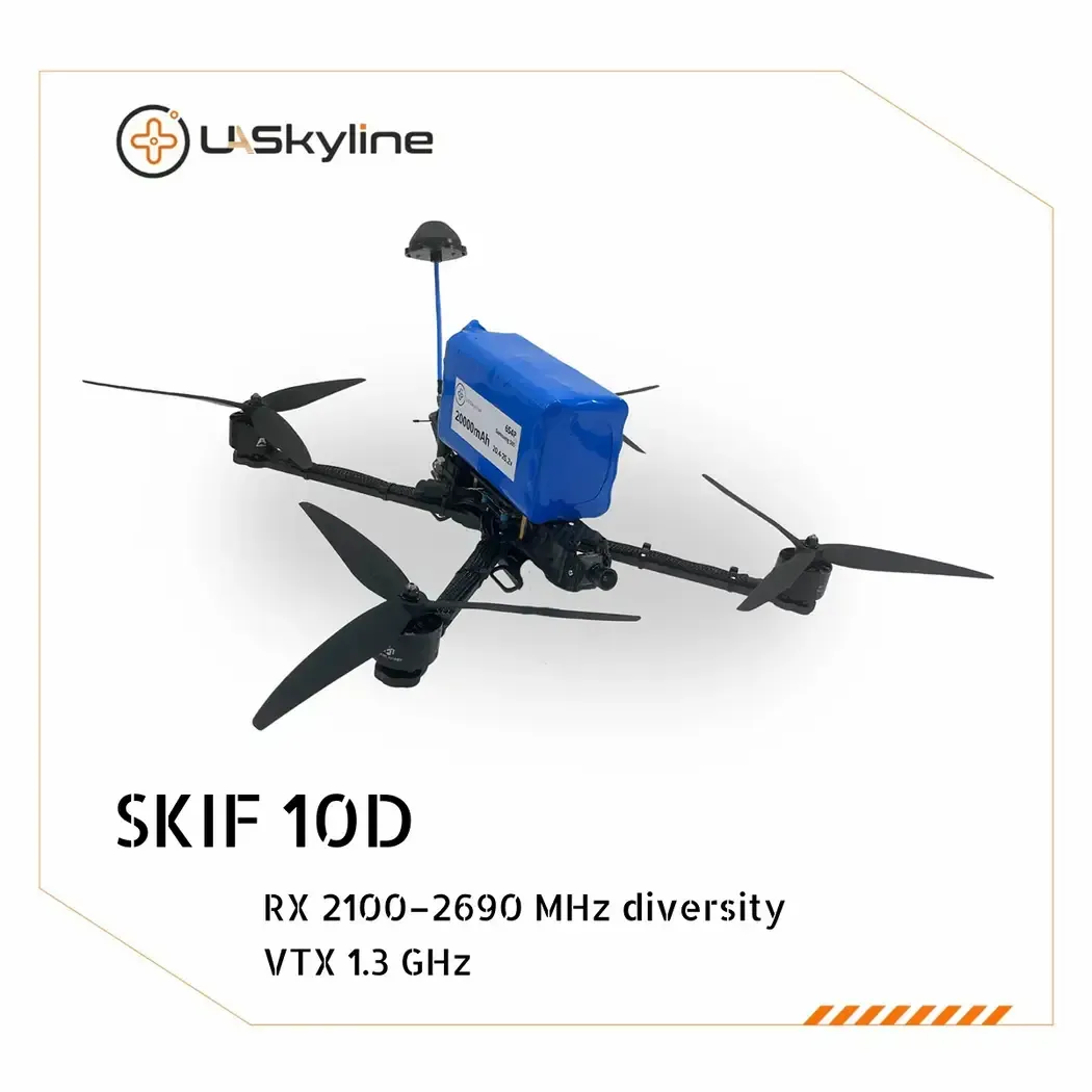 UAV SKIF-10D, (Control: diversity 2100–2690 MHz, Video channels: 1.2–1.3 GHz, Battery 20000mAh)